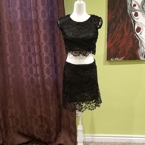 NWOT Lace Crop Top Mini Skirt Outfit